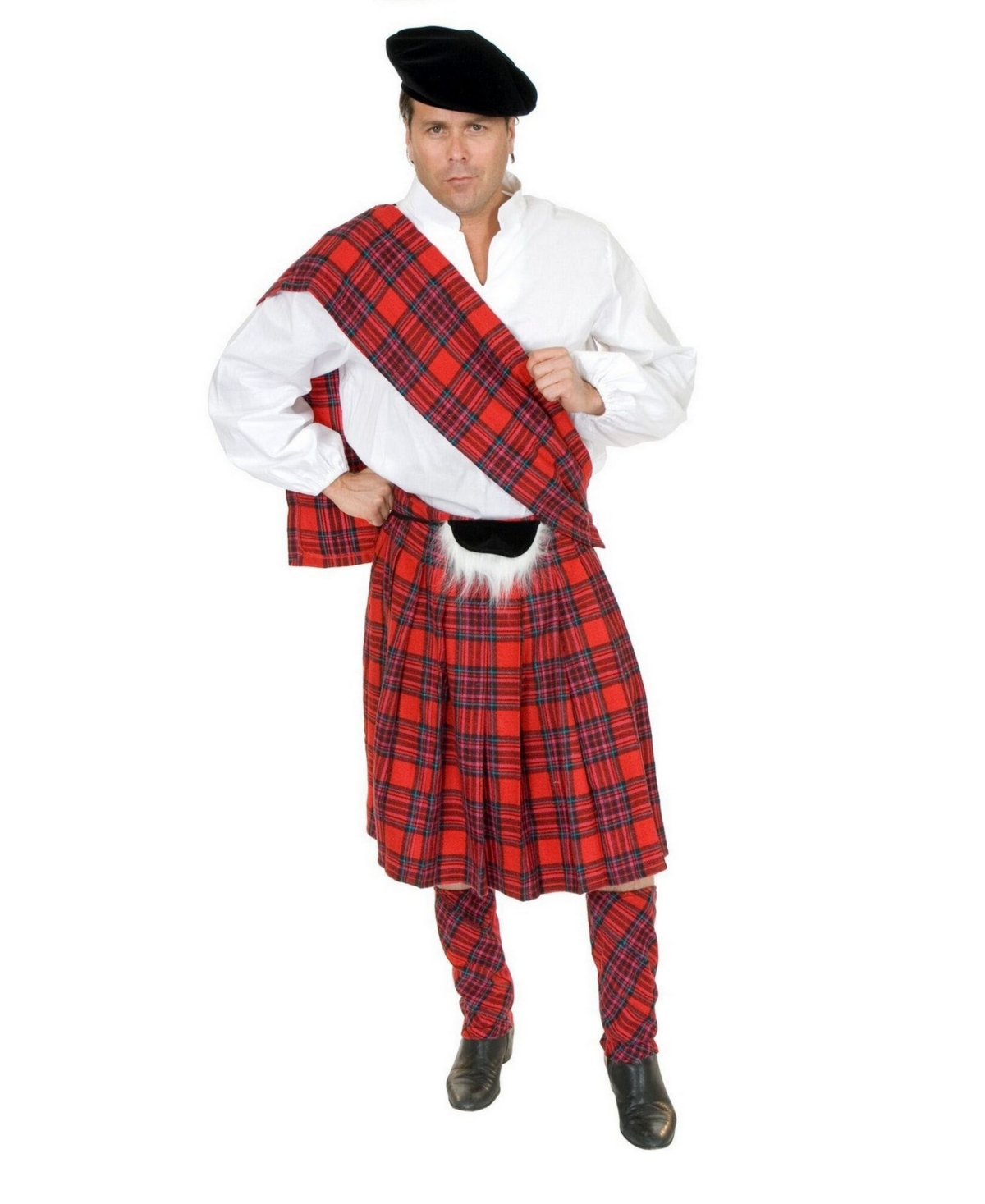 Men's Scottish Red Kilt Adult Costume - Red