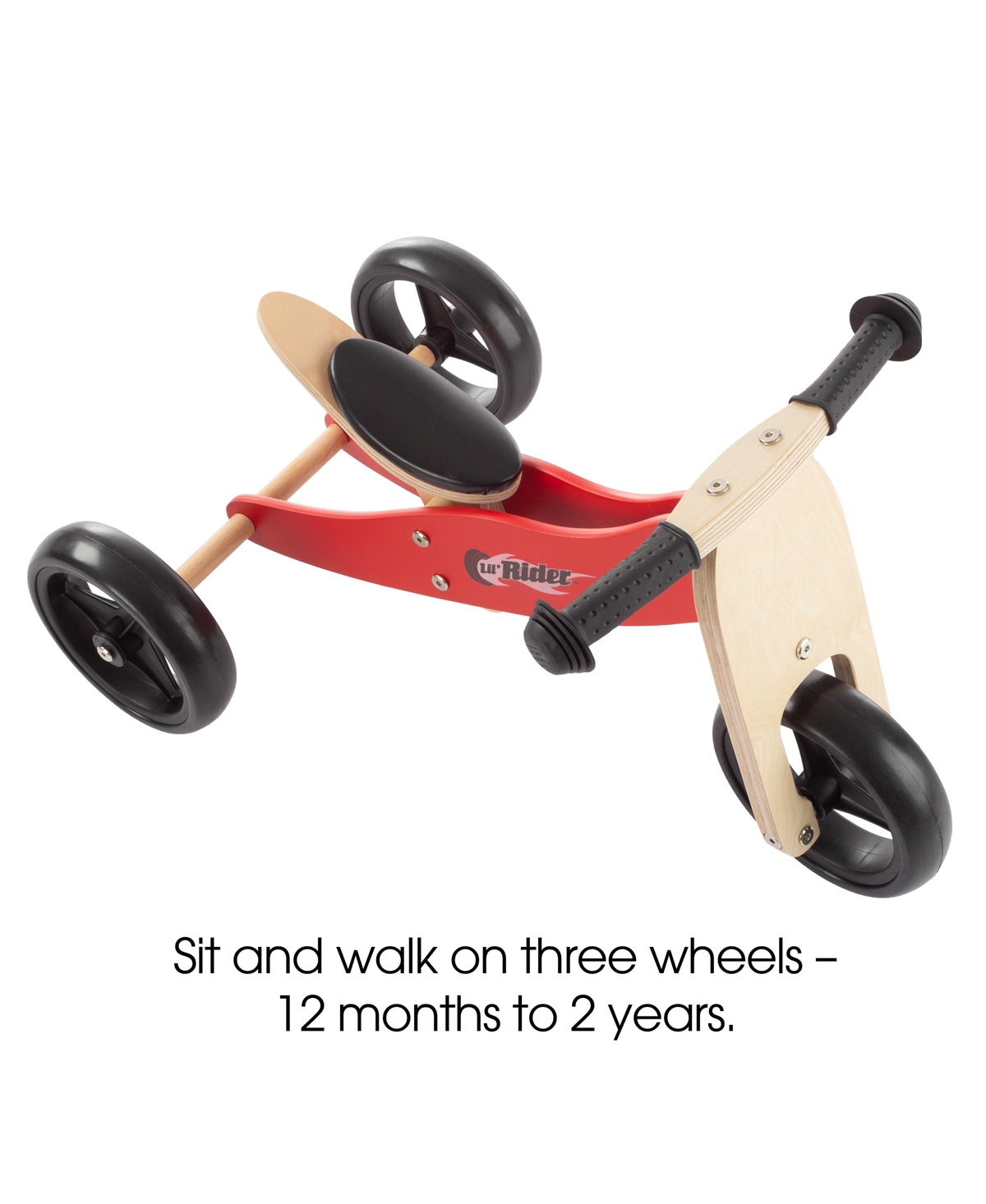 Lil' Rider 2-in-1 Wooden Balance Bike Push Tricycle In Red