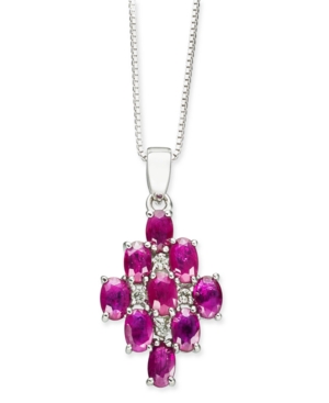 image of Certified Ruby (3-1/6 ct. t.w.) & Diamond (1/20 ct. t.w.) 18