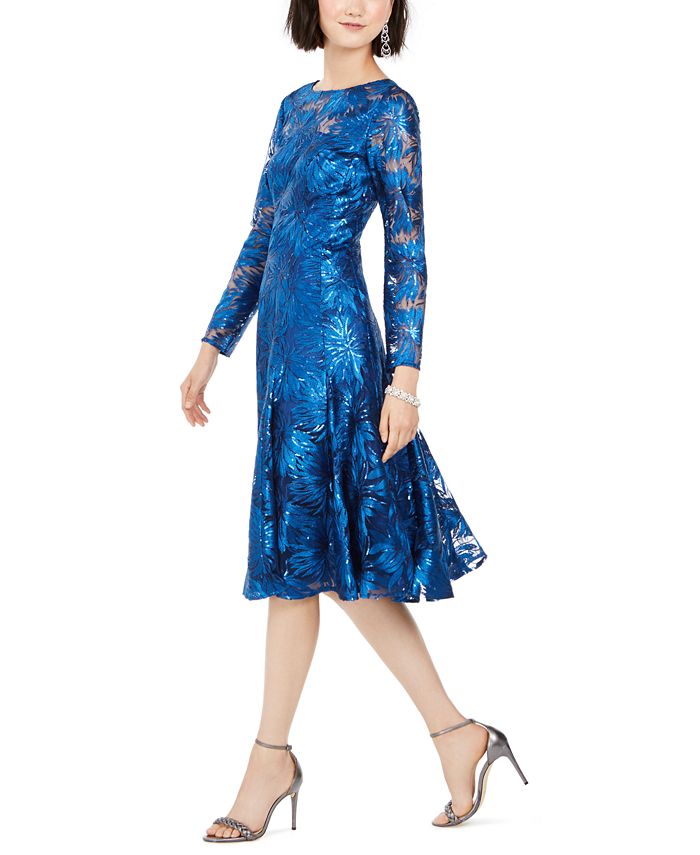 tahari asl embellished sequin gown