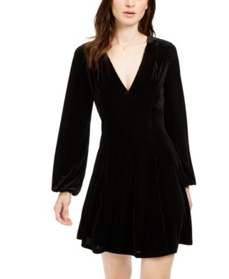 19 Cooper - Long-Sleeve Velvet-Stripe Dress