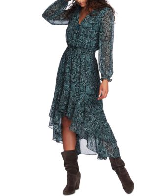 1.STATE - Printed Faux-Wrap Dress