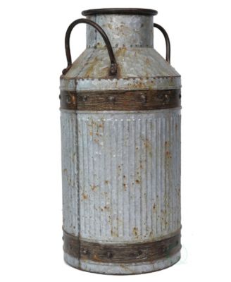 Galvanized Metal Rustic Milk Can, Medium