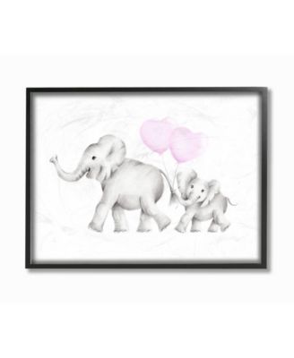 Mama and Baby Elephants Framed Giclee Art, 11" x 14"