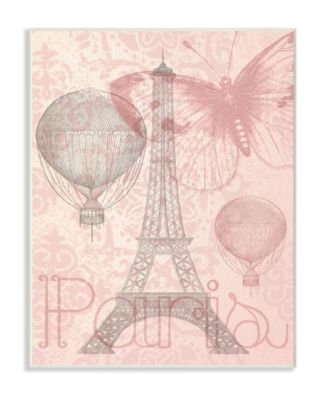 Eiffel Tower Hot Air Balloon Paris Wall Plaque Art, 10" x 15"