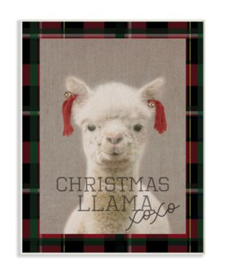 Christmas Llama Xoxo Wall Plaque Art, 10" x 15"