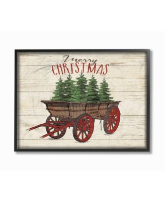 Merry Christmas Tree Wagon Framed Giclee Art, 11" x 14"