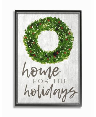 Home For the Holidays Wreath Christmas Framed Giclee Art, 11" x 14"