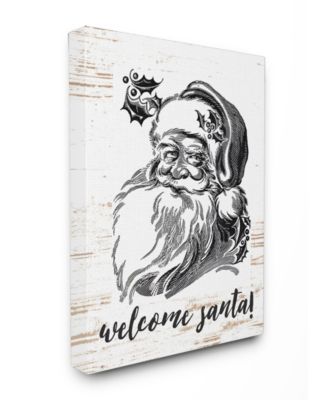 Christmas Welcome Santa Farmhouse Canvas Wall Art, 16" x 20"