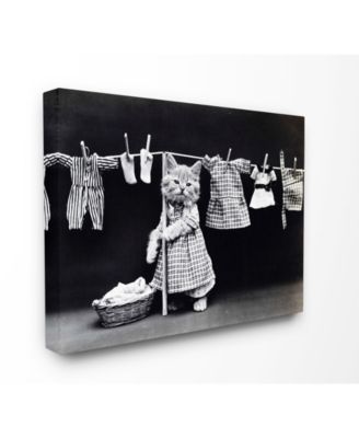 Kitten Does The Laundry Canvas Wall Art, 30" x 40"