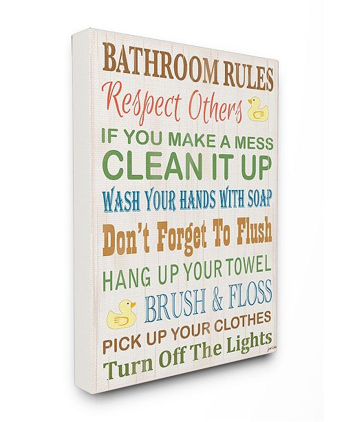 Stupell Industries Home Decor Bathroom Rules Typography Rubber