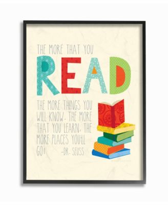 Home Decor The More That You Read The More Things You Will Know Framed Giclee Art, 16" x 20"
