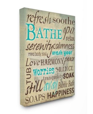 Home Decor Bathe Wash Your Worries Typography Bathroom Canvas Wall Art, 24" x 30"