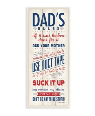 Dad's Rules Wall Plaque Art, 7" x 17"