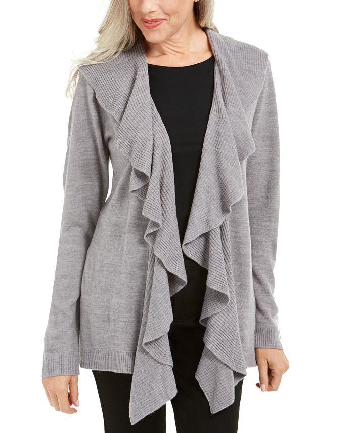 Karen Scott Ruffle-Front Cardigan, Created for Macy's - Macy's