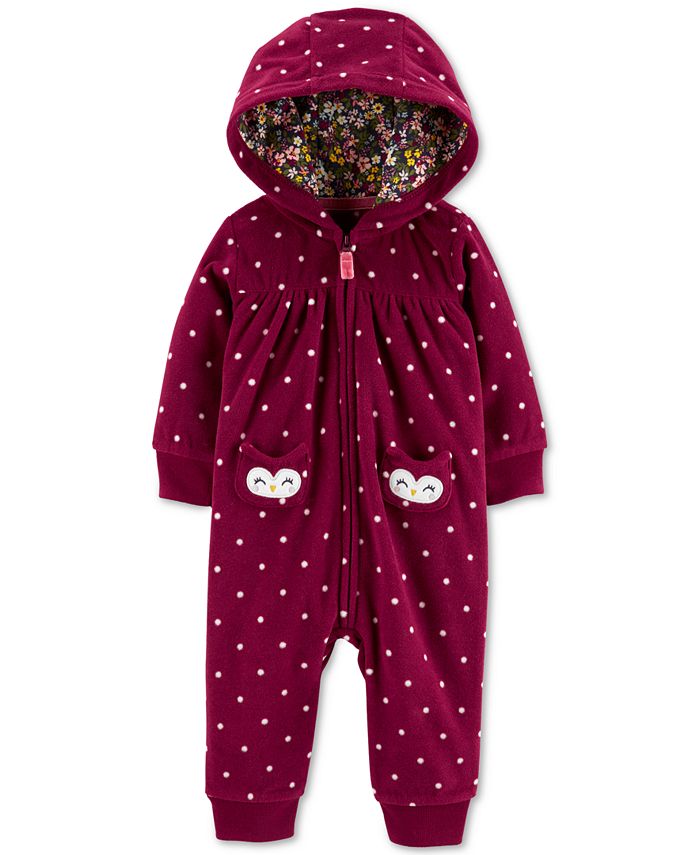 Carter's Baby Girls Owl Hooded ZipUp Fleece Jumpsuit Macy's