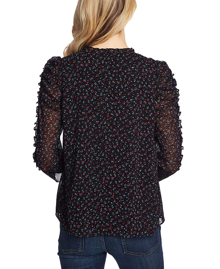 CeCe Printed Ruffled-Sleeve Top - Macy's