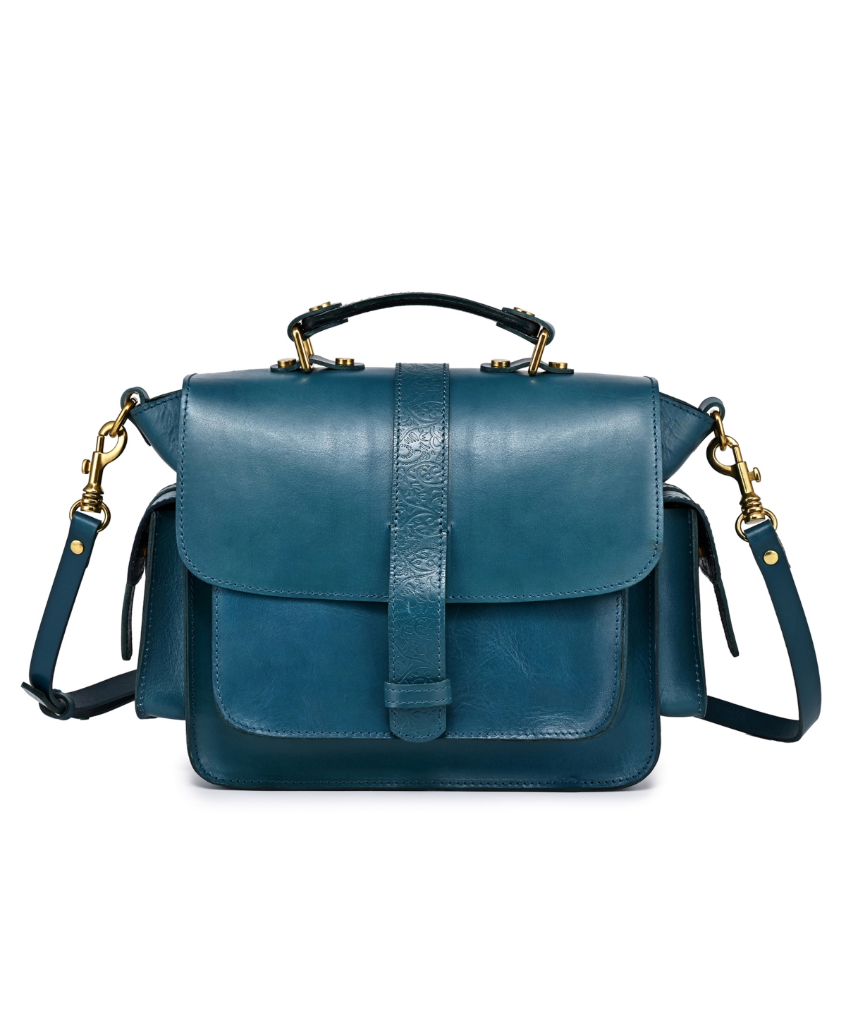 Women's Genuine Leather Valley Breeze Crossbody Bag - Turquoise