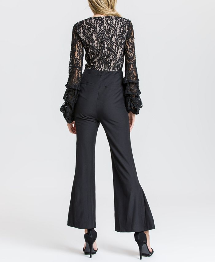 endless rose Lace Top Ruched Sleeve Jumpsuit Macy's