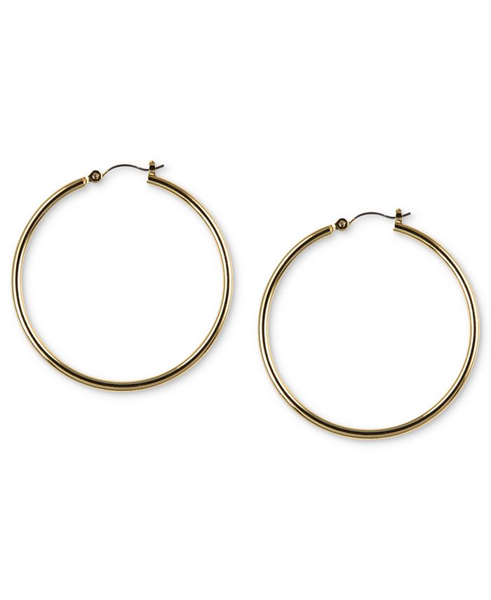 Nine West - Earrings, Gold-Tone Tube Hoop Earrings