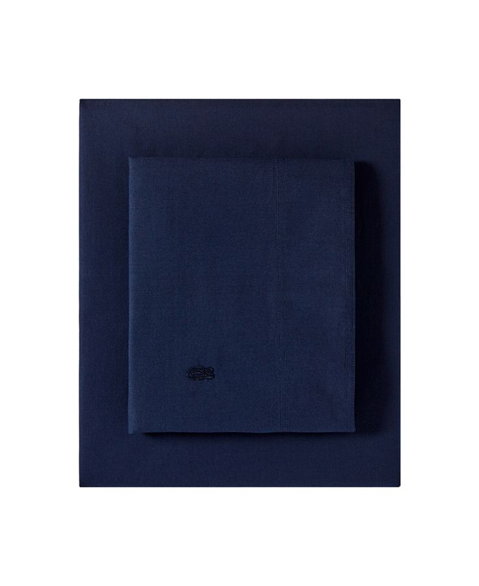 Lacoste Home Washed Solid Cotton Percale Sheet Set, Queen Macy's
