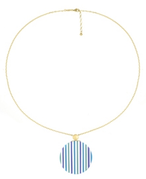image of Trifari Gold-Tone Colored Resin Striped Pendant Necklace