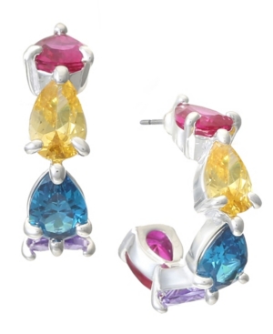 image of Trifari Silver-Plated Cubic Zirconia Small Hoop Earrings