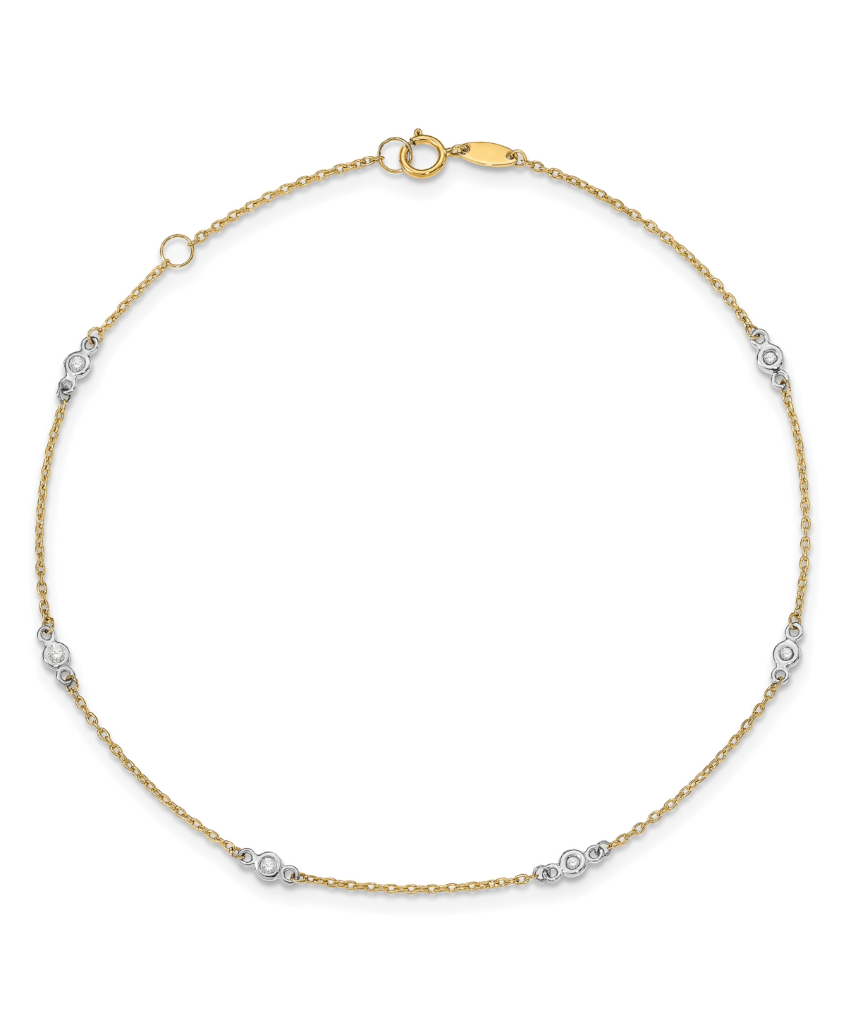 Cubic Zirconia (1/20 ct. t.w.) Anklet in 14k Yellow and White Gold - Tt Gold