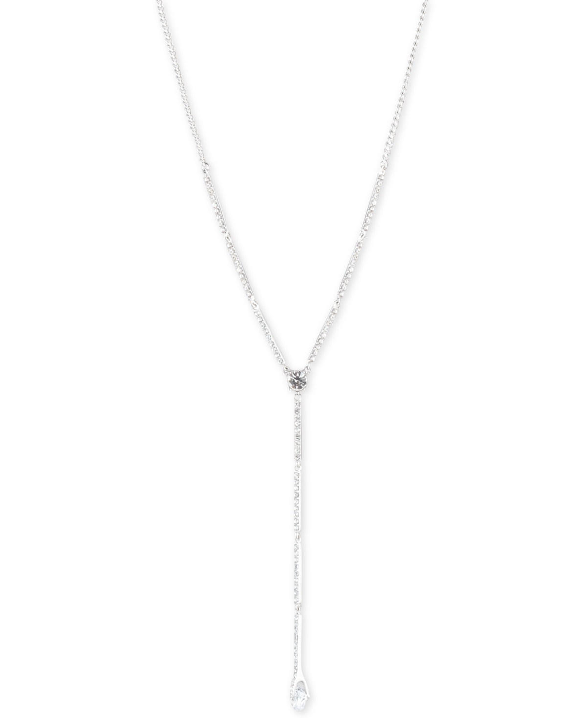 Crystal Lariat Necklace, 16"' + 3" extender - Pink