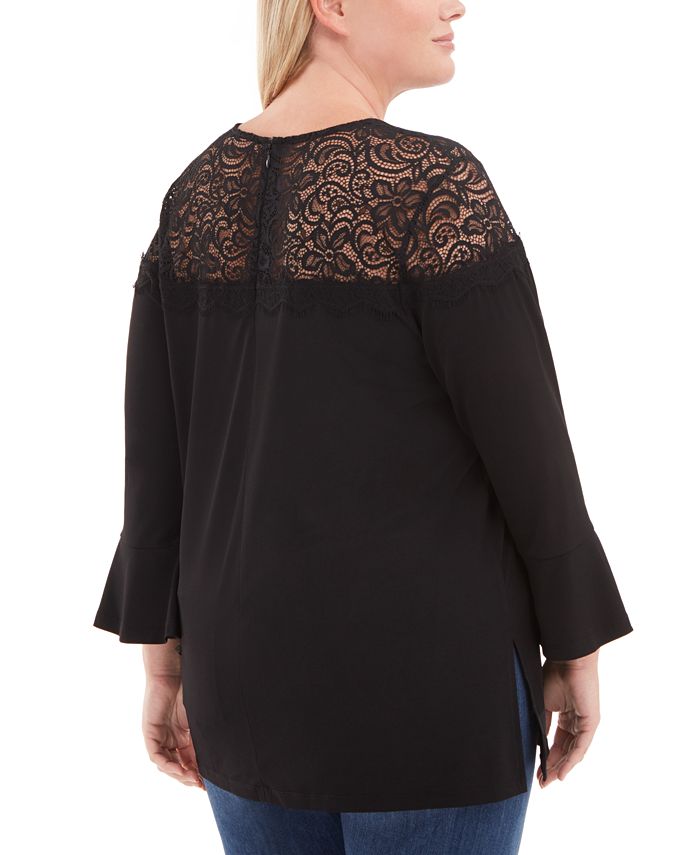 Michael Kors Plus Size LaceYoke BellSleeve Top Macy's