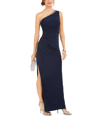 Adrianna Papell One-Shoulder Jersey Gown - Macy's