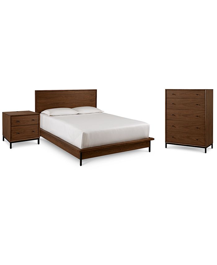 Furniture - Oslo Bedroom , 3-Pc. Set (Full Bed, Nightstand & 5 Drawer Chest)