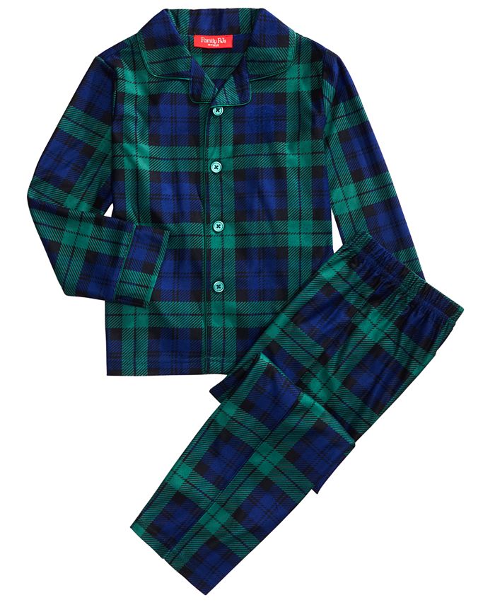 Family Pajamas Matching Kids Black Watch Plaid Family Pajama Set