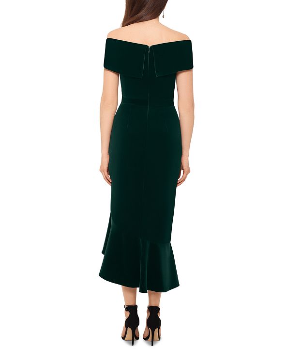 XSCAPE Off-The-Shoulder Velvet Midi Dress & Reviews - Dresses - Women ...