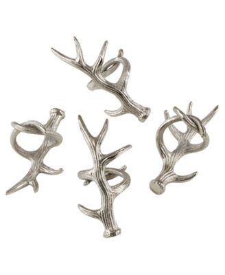 Rustic Napkin Ring With Antler Design, Set of 4