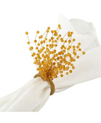Beaded Spray Design Napkin Ring, Set of 4
