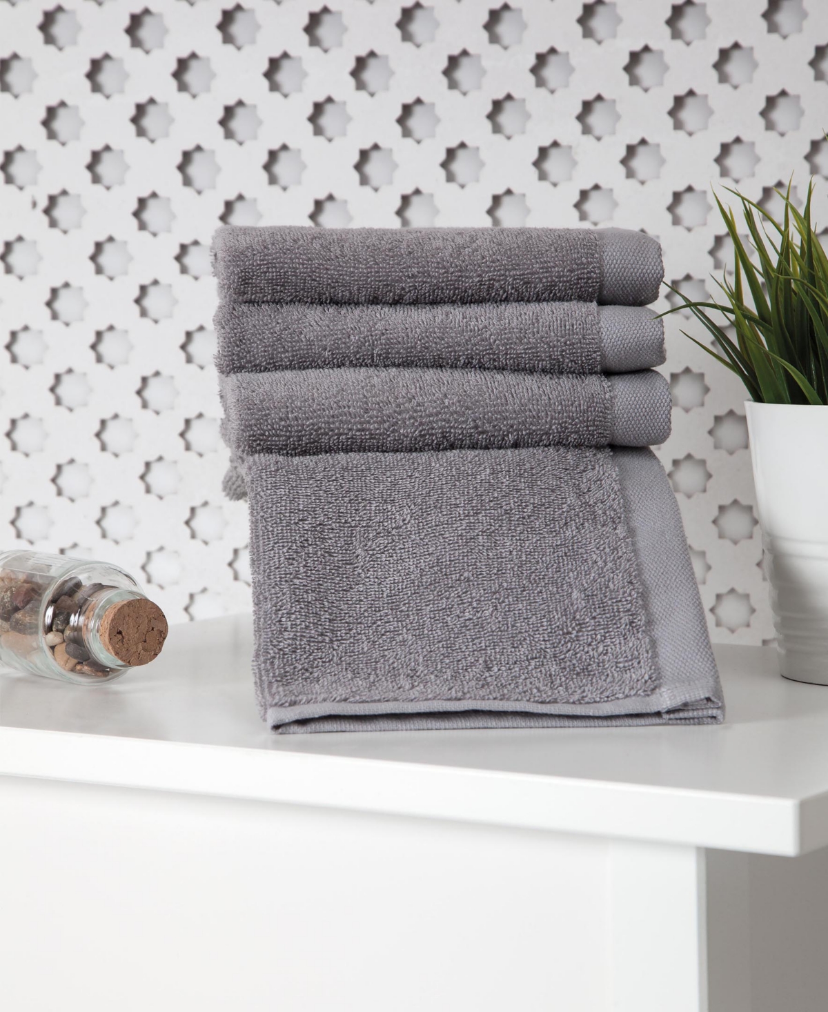 Ozan Premium Home Horizon Washcloth 4-pc. Set Bedding In Grey