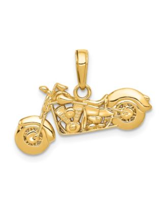 14k Yellow Gold I Love My Motorcycle Officer Pendant