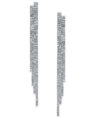 INC International Concepts - Silver-Tone Rhinestone Wave Linear Drop Earrings