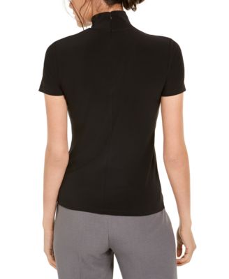 Short-Sleeve Mock-Neck Top