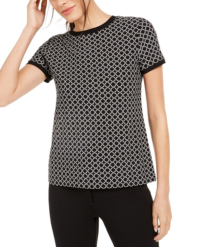 Anne Klein Printed Button-Back Top - Macy's