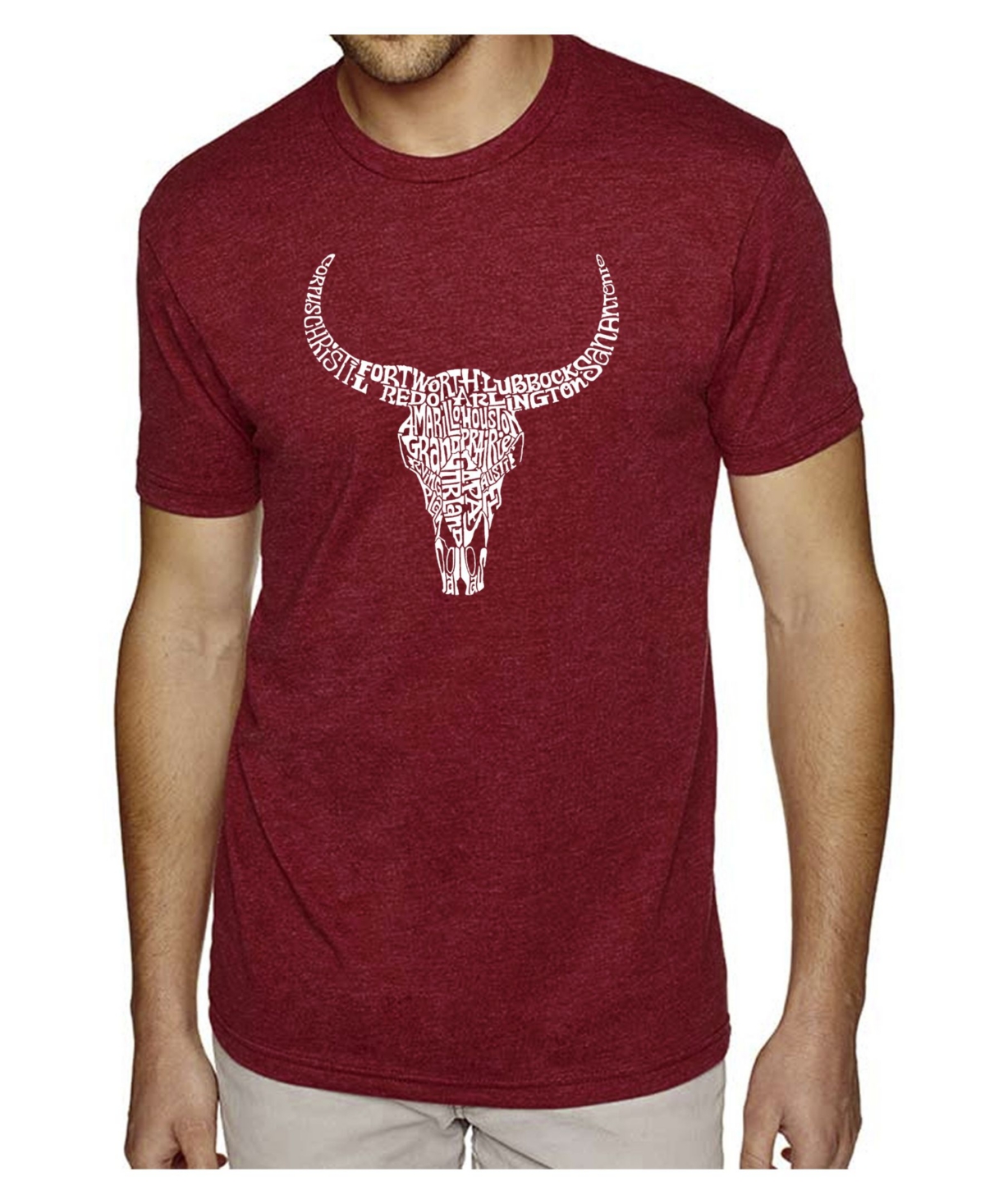 La Pop Art Men's Premium Word Art T-Shirt - Texas Skull