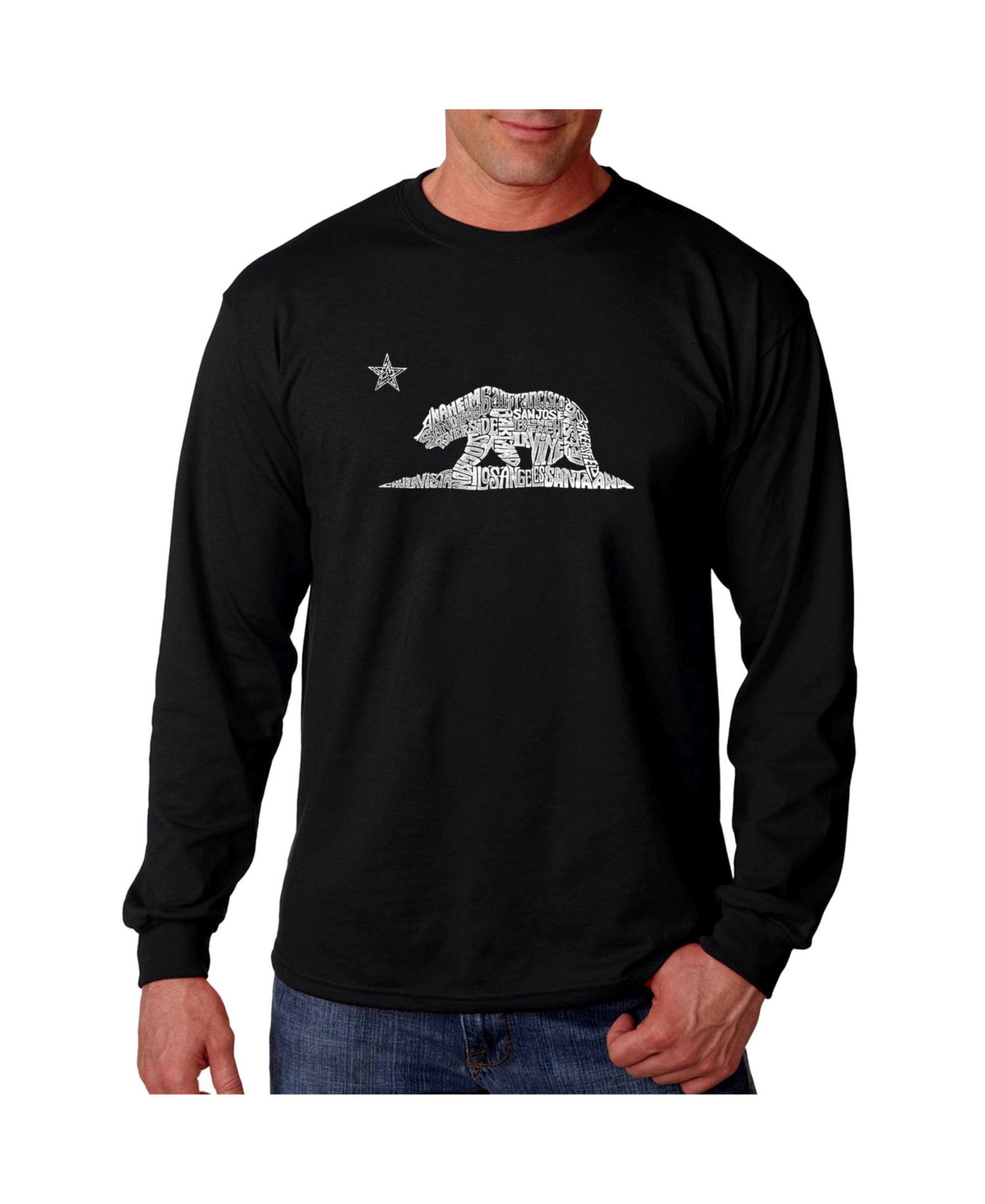 Men's Word Art Long Sleeve T-Shirt- California Bear