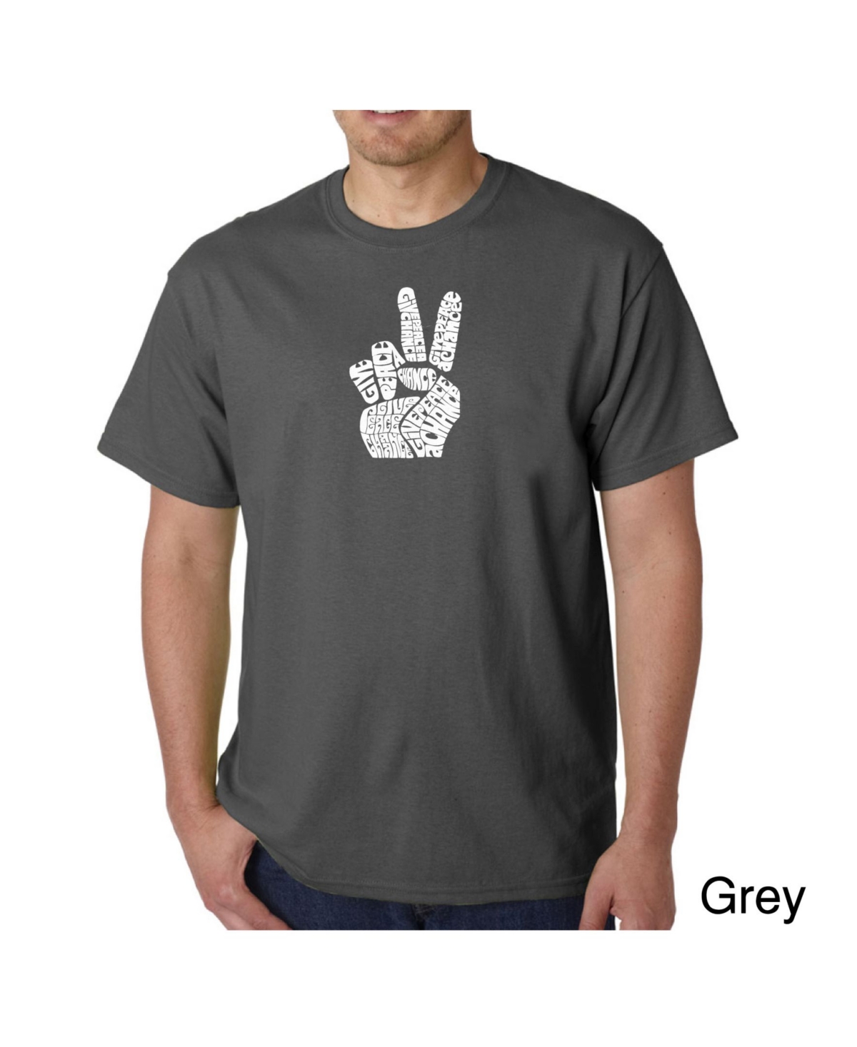 La Pop Art Men's Word Art T-Shirt - Peace Fingers