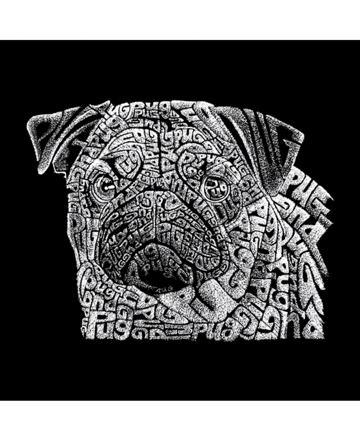 La Pop Art Men's Word Art Long Sleeve T-Shirt - Pug Face