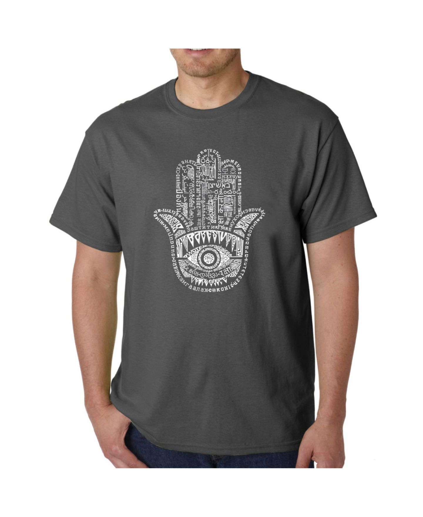 Мужская футболка LA Pop Art Word Art - Hamsa, цвет: Чёрный — фото 3