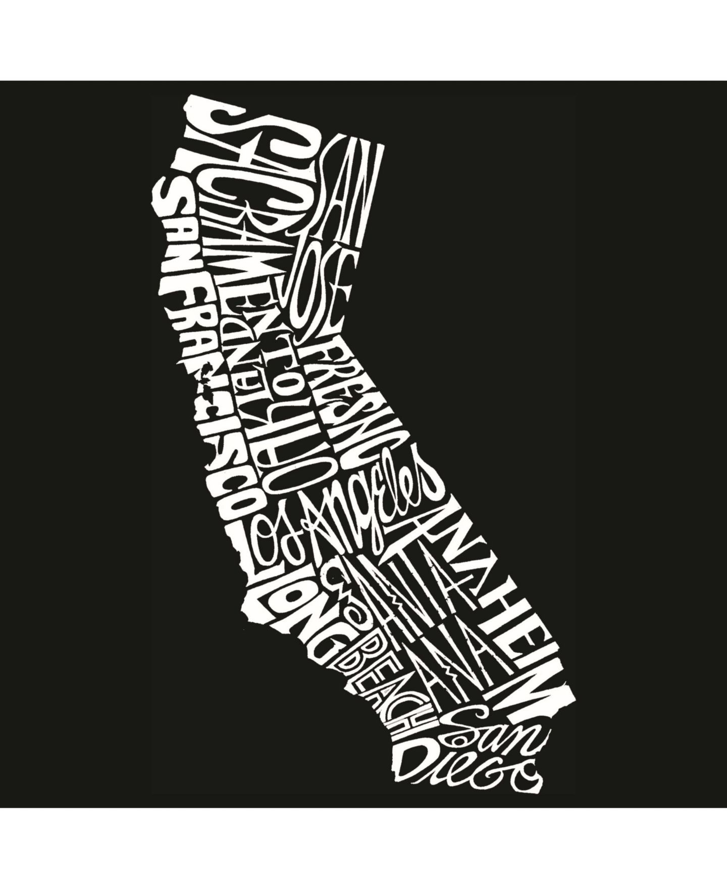 Мужская футболка LA Pop Art Word Art - California State, цвет: Чёрный — фото 4