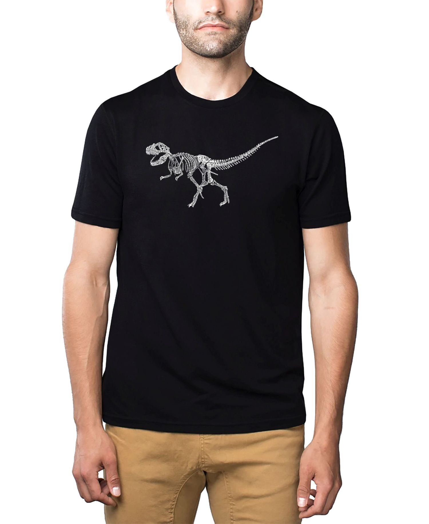Men's Cotton/Poly Blend Word Art T-Shirt - Dinosaur T-Rex Skeleton
