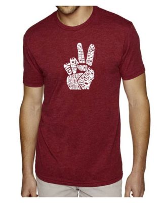 Men's Premium Word Art T-Shirt - Peace Fingers