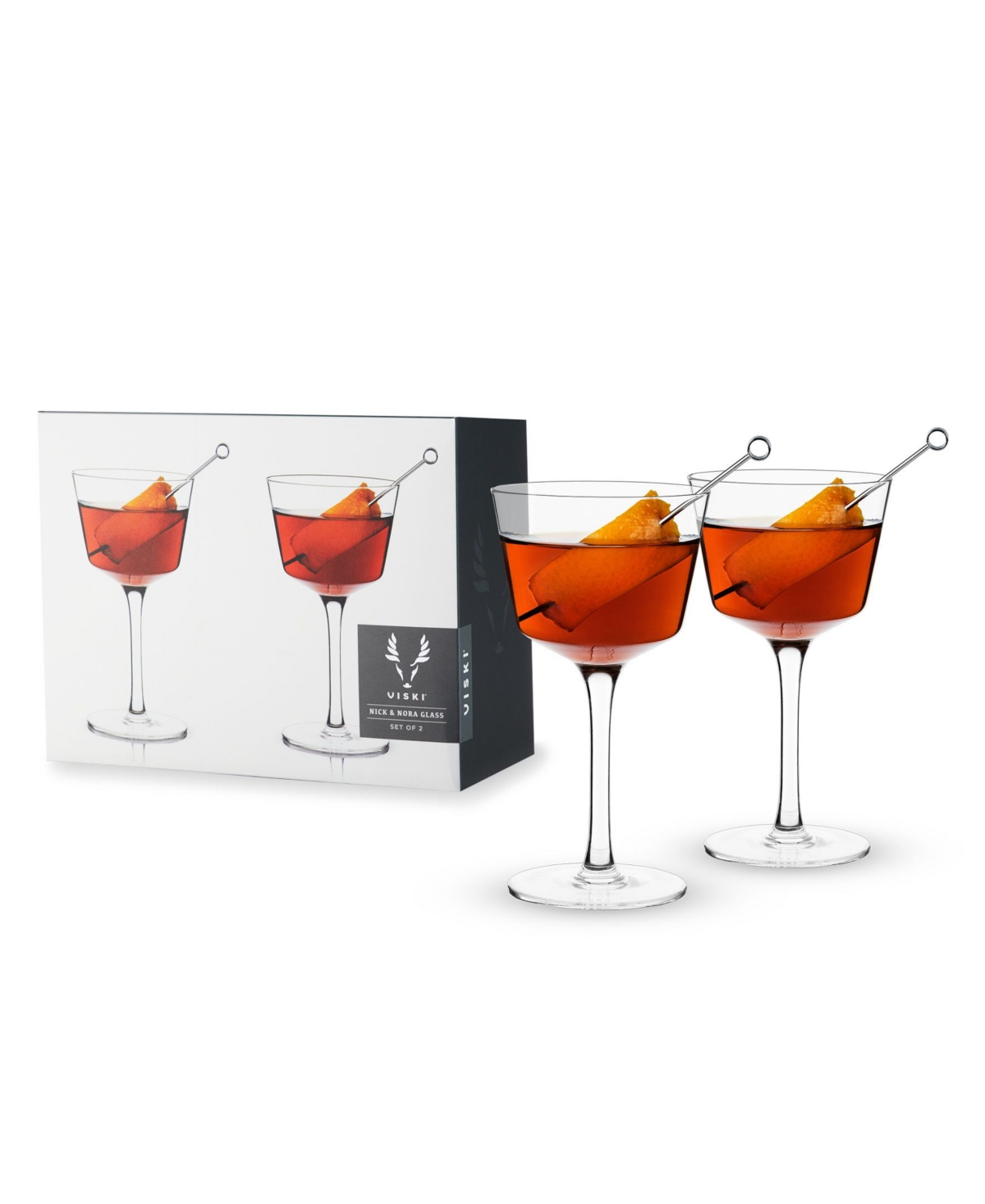 Viski Raye Angled Crystal Nick & Nora Glasses Set of 2,
